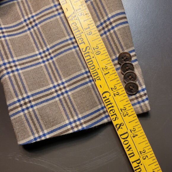 Alan Flusser Mens Paisley Lined 2-Button Blazer Jacket Beige Brown Checked EUC - Picture 12 of 13